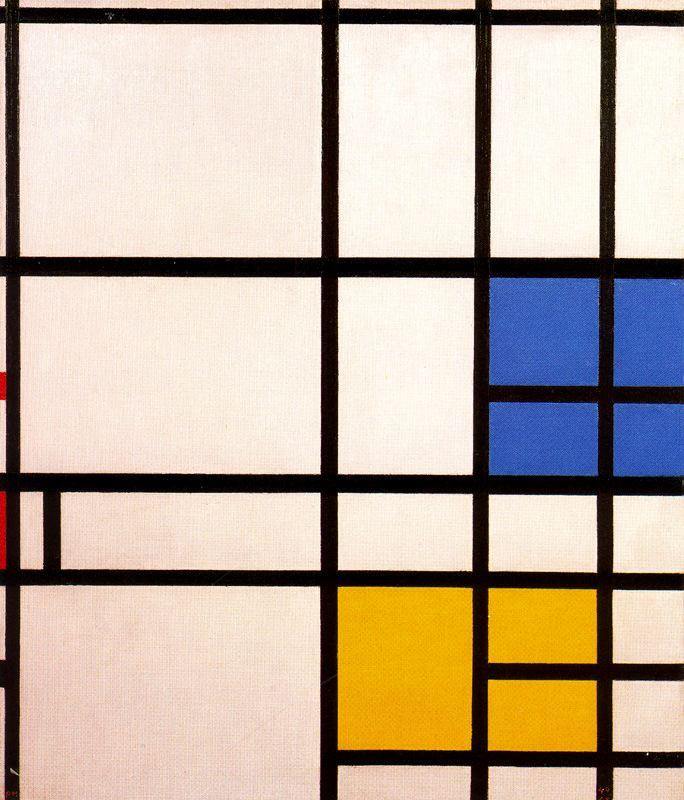 Quebra Cabeça Mondrian - Composição com Vermelho, Amarelo e Azul