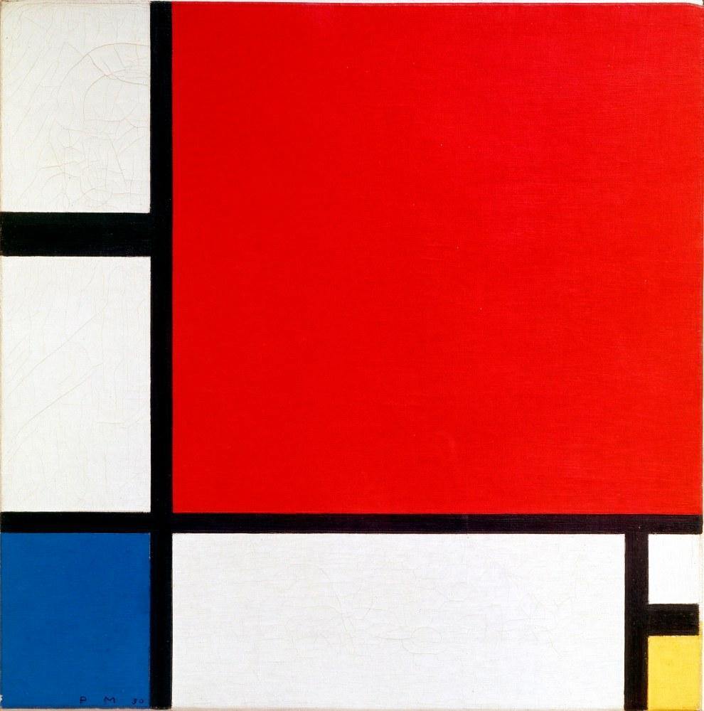 Quebra Cabeça Mondrian - Composição com Vermelho, Amarelo e Azul