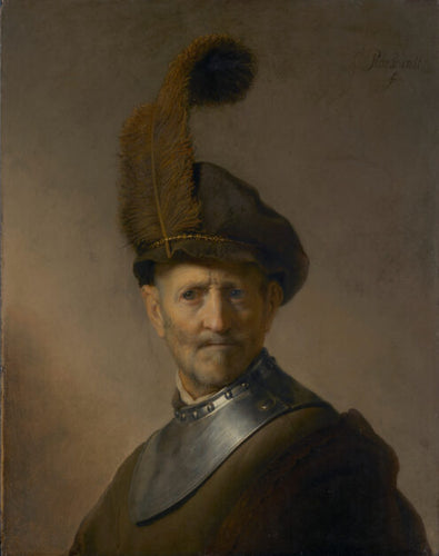 Um homem idoso em traje militar (Rembrandt) - Reprodução com Qualidade Museu