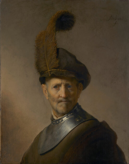 Um homem idoso em traje militar (Rembrandt) - Reprodução com Qualidade Museu