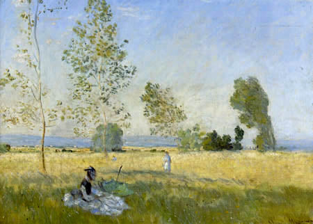 Meadow At Bezons (Claude Monet) - Reprodução com Qualidade Museu