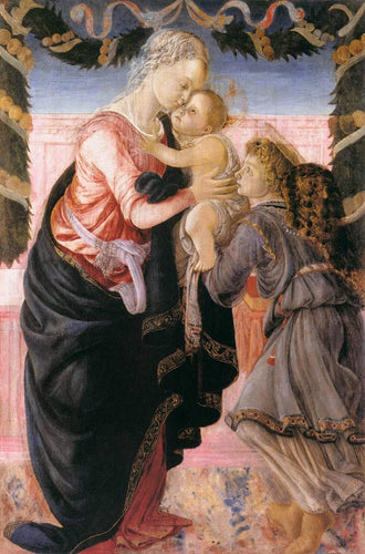 Virgem e criança sustentada por um anjo em uma guirlanda (Sandro Botticelli) - Reprodução com Qualidade Museu