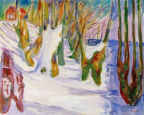 Árvores acidentadas na neve (Edvard Munch) - Reprodução com Qualidade Museu
