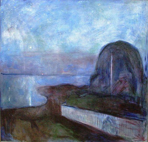 Noite estrelada (Edvard Munch) - Reprodução com Qualidade Museu