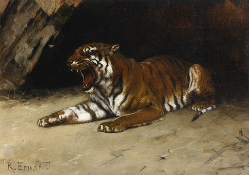 Tigre em repouso (Rudolf Ernst) - Reprodução com Qualidade Museu