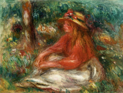 Jovem sentada na grama (Pierre-Auguste Renoir) - Reprodução com Qualidade Museu