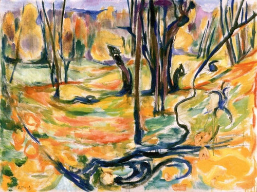 Elm Forest no outono (Edvard Munch) - Reprodução com Qualidade Museu