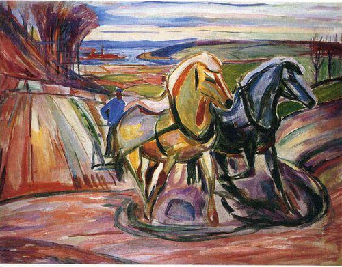 Cavalos arados (Edvard Munch) - Reprodução com Qualidade Museu