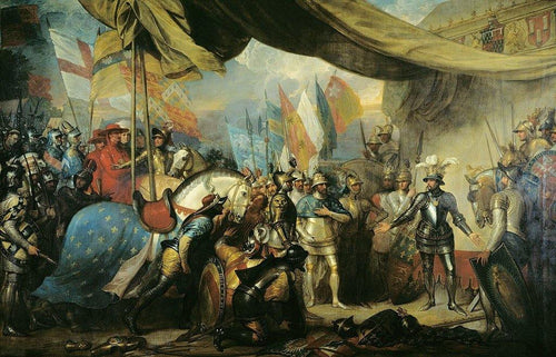 Eduardo, o príncipe negro recebendo o rei João da França após a batalha de Poitiers - Replicarte