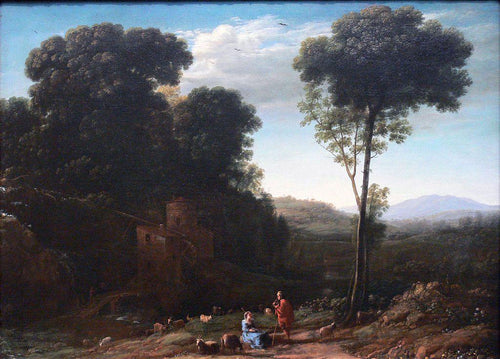 Paisagem pastoral com um moinho (Claude Lorrain) - Reprodução com Qualidade Museu