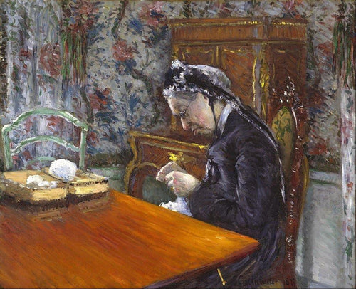 Retrato de Madame Boissiere Tricô (Gustave Caillebotte) - Reprodução com Qualidade Museu