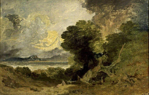 Paisagem com lago e árvore caída (Joseph Mallord William Turner) - Reprodução com Qualidade Museu