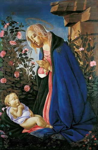 A Virgem Adora O Menino Jesus Adormecido (Sandro Botticelli) - Reprodução com Qualidade Museu
