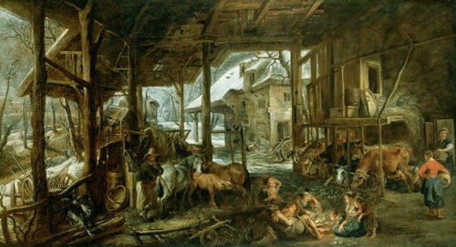 Inverno - o interior de um celeiro (Peter Paul Rubens) - Reprodução com Qualidade Museu