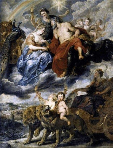 O Encontro de Marie De Medici e Henri IV em Lyon (Peter Paul Rubens) - Reprodução com Qualidade Museu