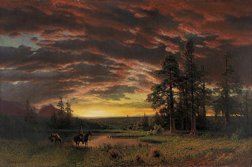 Noite na pradaria (Albert Bierstadt) - Reprodução com Qualidade Museu