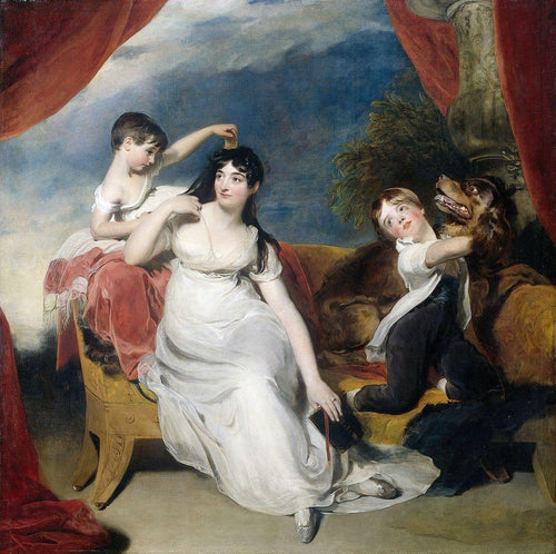 Maria Mathilda Bingham, esposa de Henry Baring, com seus dois filhos