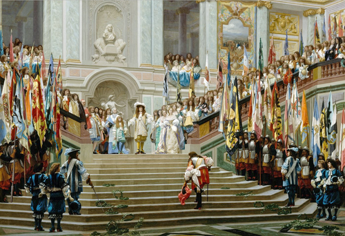 A recepção para Duc De Conde em Versalhes (Jean-Leon Gerome) - Reprodução com Qualidade Museu
