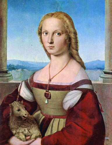 Retrato de uma senhora com um unicórnio (Rafael) - Reprodução com Qualidade Museu