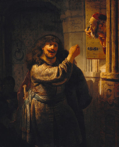 Sansão Ameaçando Seu Sogro (Rembrandt) - Reprodução com Qualidade Museu