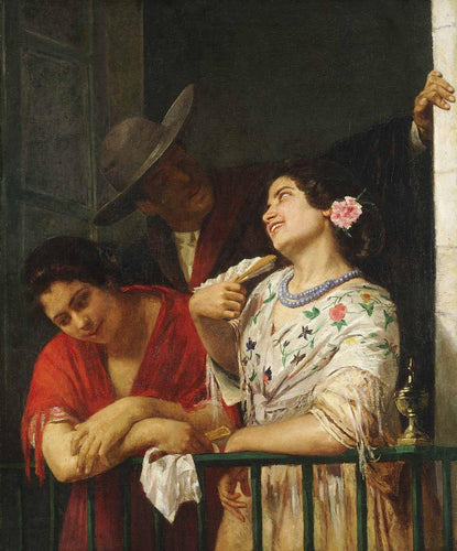 The Flirtation A Balcony In Leville (Mary Cassatt) - Reprodução com Qualidade Museu