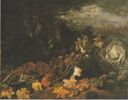 Natureza morta com couves, cesta de batata e folhas (Vincent Van Gogh) - Reprodução com Qualidade Museu