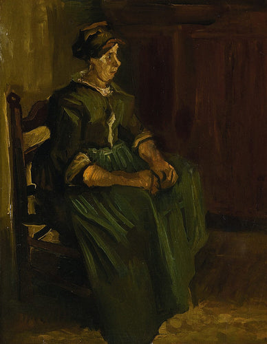 Mulher camponesa sentada em uma cadeira (Vincent Van Gogh) - Reprodução com Qualidade Museu