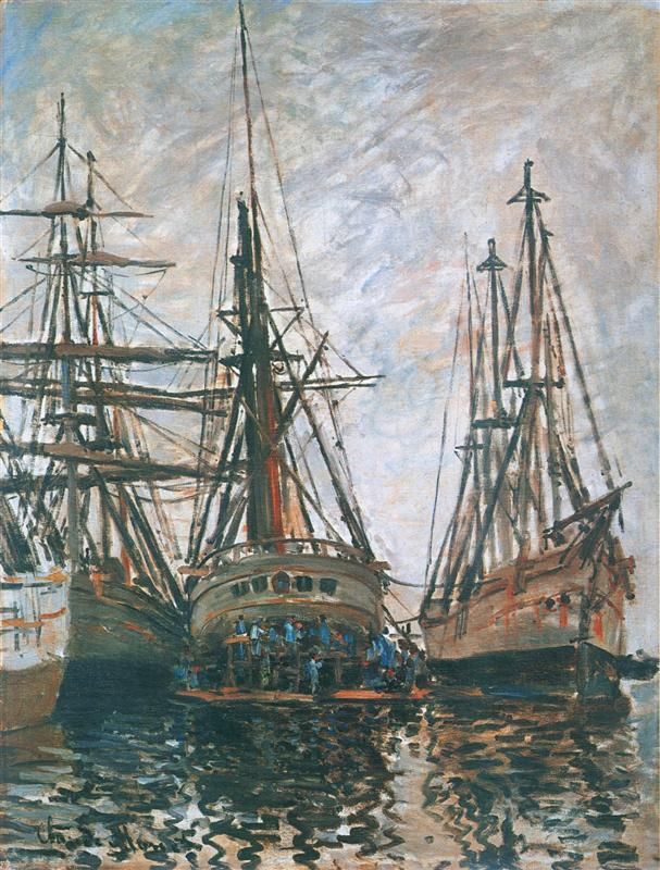 Barcos em Rapair (Claude Monet) - Reprodução com Qualidade Museu