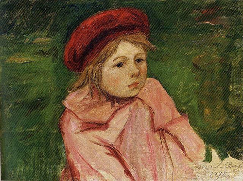 Menina com uma boina vermelha (Mary Cassatt) - Reprodução com Qualidade Museu