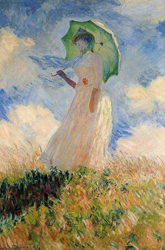Mulher com guarda-sol voltado para a esquerda (Claude Monet) - Reprodução com Qualidade Museu