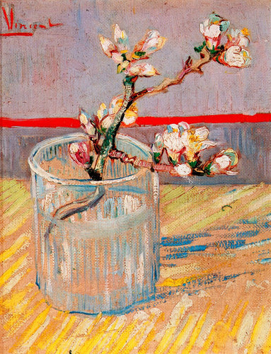 Ramo de amêndoa em um copo (Vincent Van Gogh) - Reprodução com Qualidade Museu