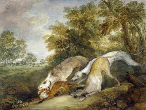 Cães perseguindo uma raposa