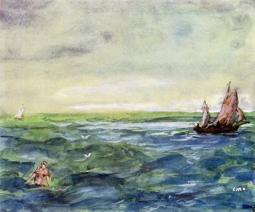 Vista do mar com banhista (Edouard Manet) - Reprodução com Qualidade Museu