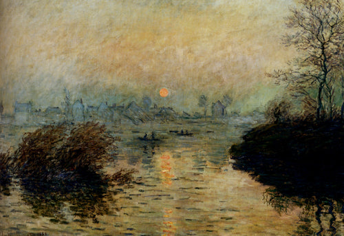 Sol Se Pondo Sobre O Sena Em Lavacourt. Efeito Inverno (Claude Monet) - Reprodução com Qualidade Museu