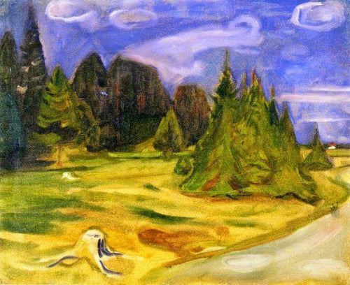 Floresta a caminho de Borre (Edvard Munch) - Reprodução com Qualidade Museu