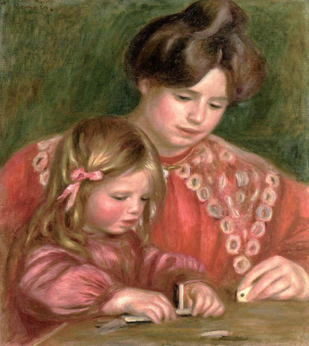 Gabrielle e Coco jogando dominó (Pierre-Auguste Renoir) - Reprodução com Qualidade Museu