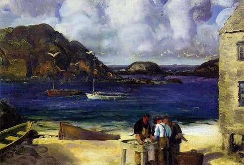 Porto de pesca, Ilha Monhegan (George Bellows) - Reprodução com Qualidade Museu