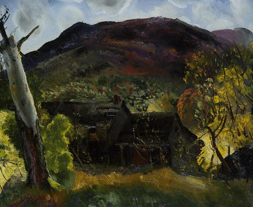 Árvore destruída e casa abandonada (George Bellows) - Reprodução com Qualidade Museu