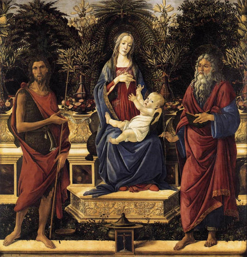A Virgem e o Menino Entronizados - Retábulo de Bardi (Sandro Botticelli) - Reprodução com Qualidade Museu