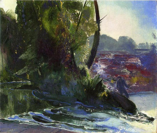 Pescador e riacho (George Bellows) - Reprodução com Qualidade Museu