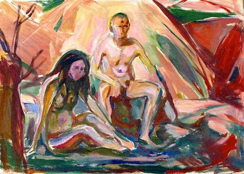 Homem e mulher nus sentados (Edvard Munch) - Reprodução com Qualidade Museu