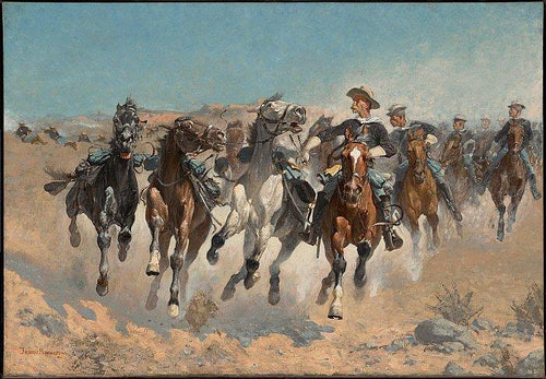 O quarto soldado movendo os cavalos conduzidos