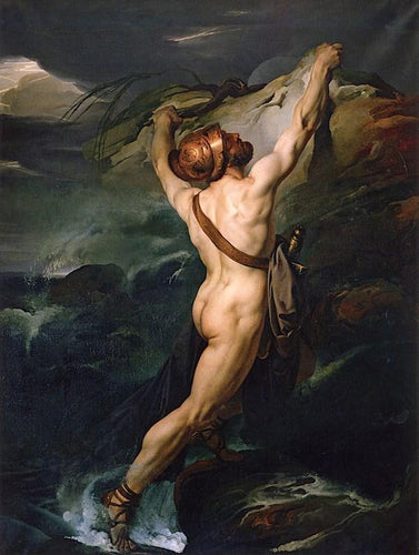Ajax, filho de Oileus, náufrago em uma rocha amaldiçoando os deuses