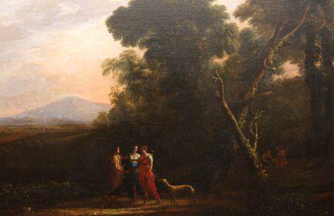 Paisagem ideal romana com Cephalus, Procris e Diana (Claude Lorrain) - Reprodução com Qualidade Museu