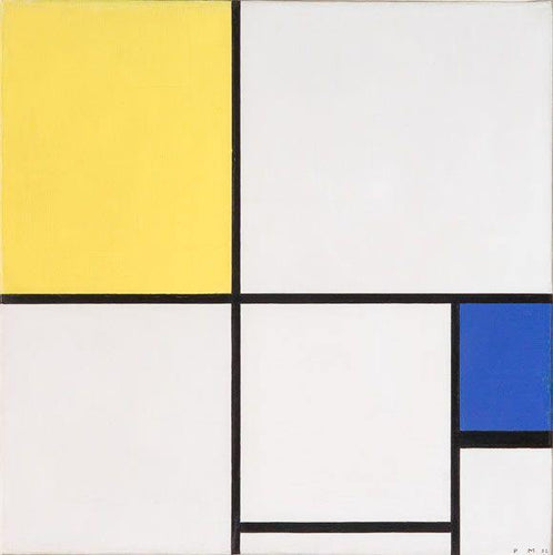 Composição Com Azul E Amarelo (Piet Mondrian) - Reprodução com Qualidade Museu