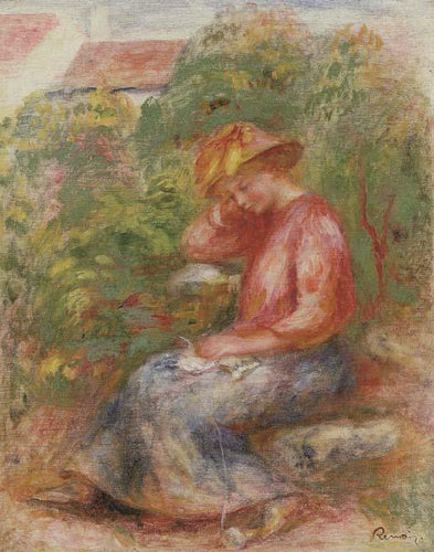 Mulher em uma blusa vermelha (Pierre-Auguste Renoir) - Reprodução com Qualidade Museu