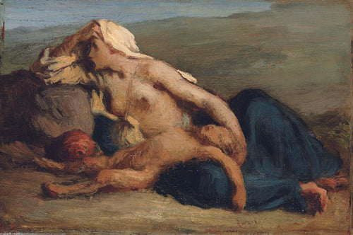 Hagar e Ismael (Jean-François Millet) - Reprodução com Qualidade Museu