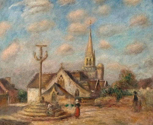 The Wayside Cross e a Igreja de Nizon (Pierre-Auguste Renoir) - Reprodução com Qualidade Museu