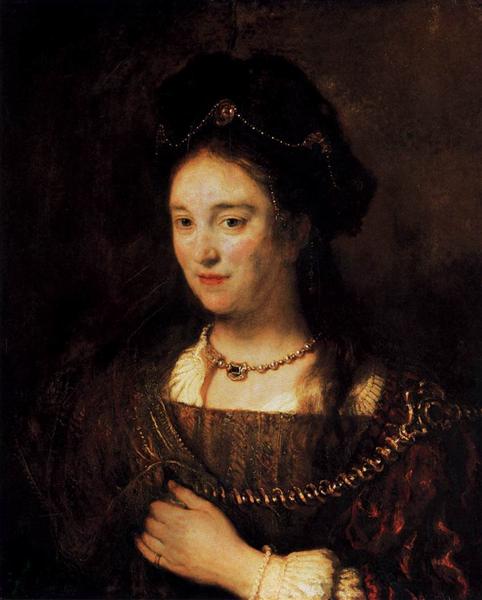 Saskia, a esposa dos artistas (Rembrandt) - Reprodução com Qualidade Museu