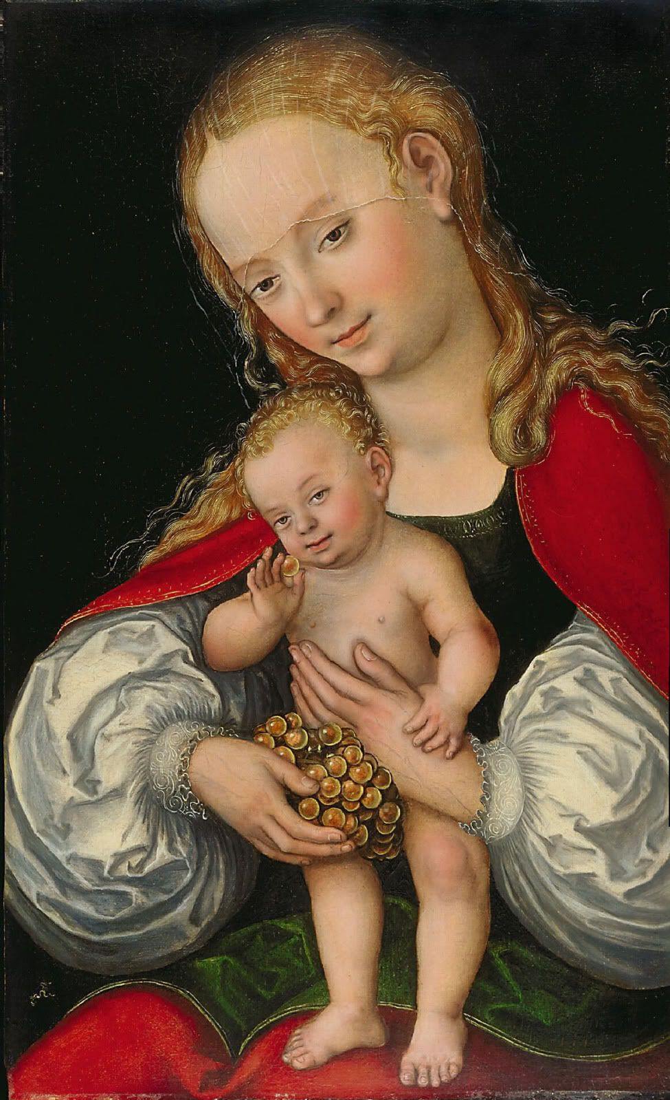 Madonna e criança com uvas